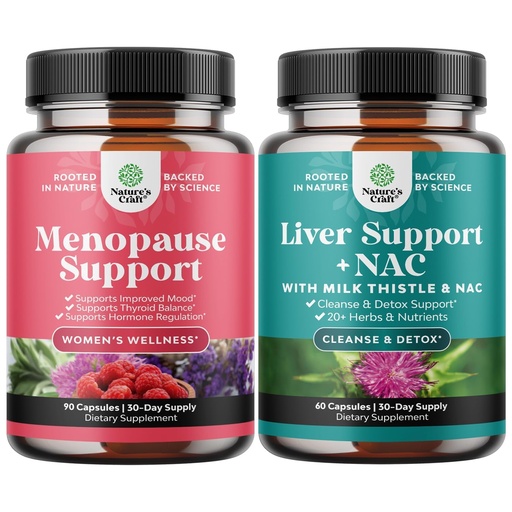 [BRSROCA3CBYBUA37] Bundle of Menopause Supplement for Women with Dong Quai, Vitex Chaste Berry & Black Cohosh and Liver Support NAC Supplement with Milk Thistle, Artichoke, Choline & Beetroot for Detox & Repair
