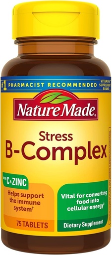 [BRSWIAA7BF6RYAY7] Stress B-Complex with Vitamin C and Zinc Tablets, 75 Count