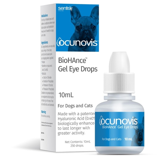[BRSRMATQCQPQ4HLB] Sentrx Ocunovis Gel Eye Drops for Dogs & Cats, Eye Lube for Dogs Allergy Relief Lubricant, Dogs with Dry Eyes, Artificial Tears, 10 ml