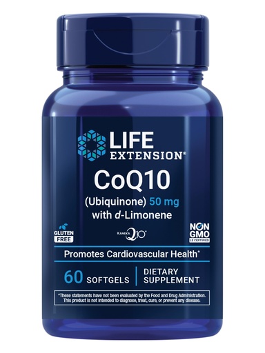 [BRSWKYYKBQARK33C] Life Extension Super-Absorbable CoQ10 (Ubiquinone) with d-Limonene, Heart Health Supplement, relieves General Fatigue, oxidative Stress Defense, 50 mg, Non-GMO, Gluten-Free, 60 softgels