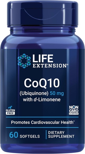 [BRSWKYYKBQARK33C] Wydłużenie życia Super- Absorbowalny CoQ10 (Ubichinon) z d- Limonen, Heart Health Supplement, zwalnia ogólne zmęczenie, oksydacyjne Stress Defense, 50 mg, Non-GMO, Gluten- Free, 60 softgels