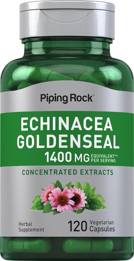 [BRSROBD5AUBAYYDF] Piping Rock Echinacea Goldenseal Capsules | 1400mg | 120 Capsule Vegetariani | Non OGM, Gluten Free Supplement