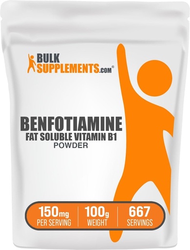 [BRSWGYY6OAFR4CLZ] BulkSupplements.com Poudre de benfotiamine - supplément de vitamine B1 Benfotiamine, graisse soluble B1 vitamine - sans gluten, 150mg par portion, 100g (3.5 oz) (paquet de 1)