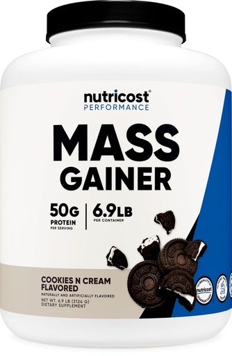 [BRSROAYZCN4BS3LU] Nutricost Mass Gainer Powder (Cookies N Cream) 6.9 LBS, GMO-Free | 50 Grams of Protein Per Serving