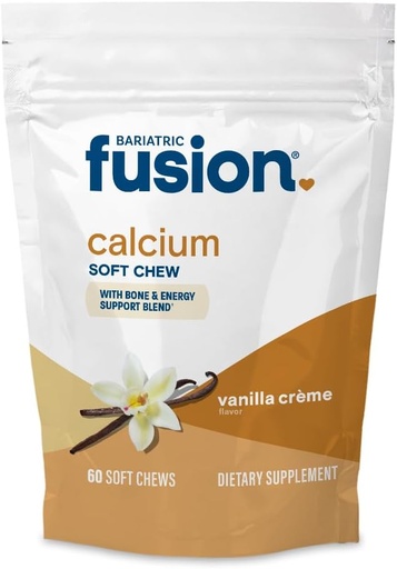 [BRSWY2YFCEFBE23G] Bariatric Fusion Bariatric Calcium Supplement Chews | Calcium Citrate with Vitamin D3 Bariatric Vitamin | Sugar Free Chewable | 500mg | Vanilla | 60 Count