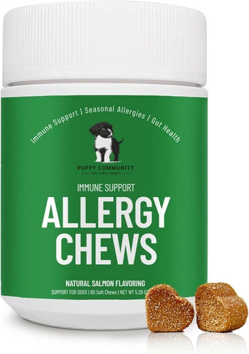 [BRSRAZ3YOIOWGDTU] Allergy Relief Chews: Soothe Itchy Dogs with Immunity Support – Dog Allergy Chews, Probiotics for Dogs, Seasonal Allergies, Skin and Coat Supplement - 60 Tasty Bites, Brown