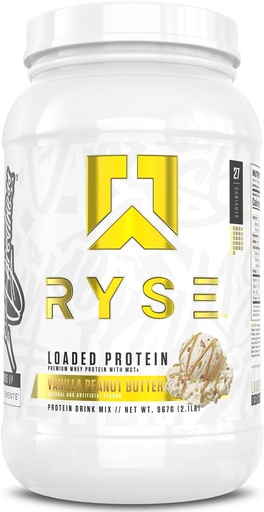 [BRSWYGT4C55RUCT7] RYSE Loaded baltymų milteliai - Vanilla žemės riešutų sviestas - 25g Išrūgų baltymų Izoliatas & Koncentratas su Prebiotic Fiber & MCT - Mažas karbas, Mažas cukrus, Digite- Friendly - 27 Servings / 2 LB vonia