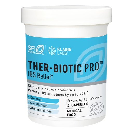 [BRSW2FD3ORYBOC3J] Klaire Labs SFI Health Ther-Biotic Pro IBS Relief for Women & Men - Prebiotics & Probiotics for IBS & Digestive Health - Ease Occasional Bloating, Constipation & Discomfort (21 Capsules)