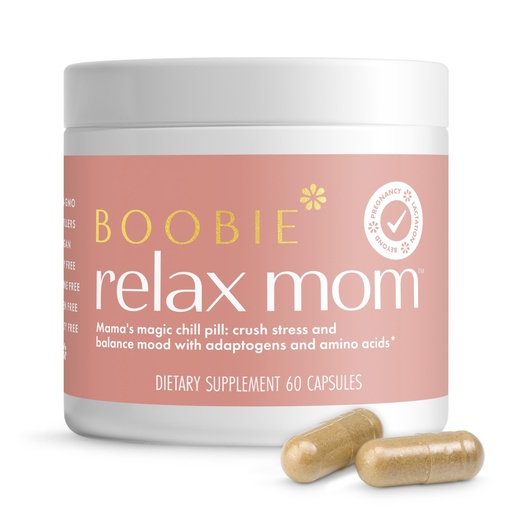 [BRSRAEADA4FQIG3A] Boobie Relax Mom Pregnancy & Postpartum Stress Support for Women | Breastfeeding Friendly Calm Mood Supplement with Adaptogens | 60 Capsules