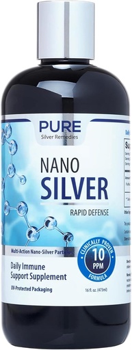 [BRSRMCQDOENRY3QU] Pure Nano Silver Spray 16oz Refill | 10 PPM Daily Immune Support Supplement | Easily Absorbed Colloidal Nano Silver Spray | Probiotic-Friendly Silver Solution