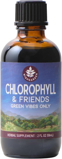 [BRSROH34AECGMA3F] WishGarden urter Chlorophyll & Friends - Chlorophyll flydende dråber med Nettle Leaf, Holy Basil, Moringa Leaf & Pebermynte Leaf, understøtter øget energi, sund immunforsvar, & stress Response, 2oz