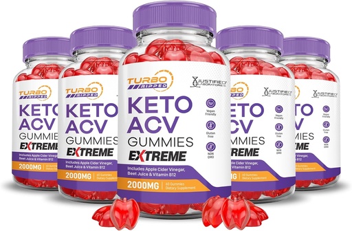 [BRSRAGAKOR6BGCTG] (5 Pack) Turbo Ripped Keto ACV Gummies Extreme 2000MG Turbo Ripped Keto Gummies Apple Cider Vinegar Formulated with Pomegranate Beet Juice Powder B12 Vegan Non GMO 300 Gummys