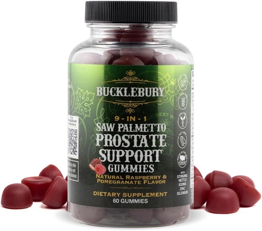 [BRSRMFQ7CANQO2DF] 9-in-1 Natural Saw Palmetto Gummies Raspberry & Pomegranate Flavor - Landareetan oinarritutako Prostate Support Supplements for Mens Bladder Health, Hair Growth and Urinary Support - 60 Gummies