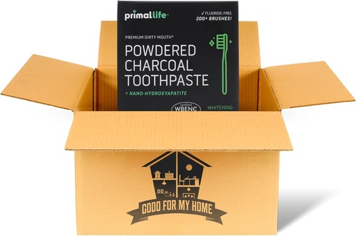 [BRSROAL4OJ5QGC3L] Activated Charcoal Primal Life Organics 1 oz Toothpowder: Organic Vegan Blend, Kaolin & Bentonite Clay, Essential Oils - Black Spearmint for 200+ Brushings. GFMH Box Included.