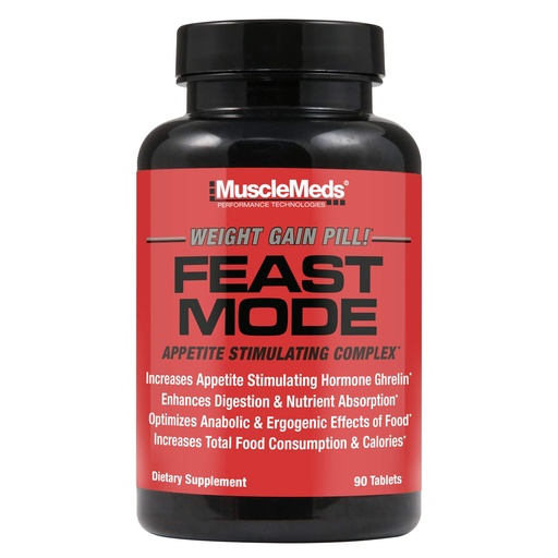 [BRSWYBIBOAFA4DYY] MuscleMeds Feast Mode Appetite Stimulant Weight Gain Pills Digestive Enzymes Safe and Effective 90 Caps, Unflavored, 90 Count