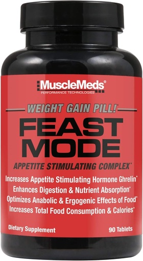 [BRSWYBIBOAFA4DYY] MuscleMeds Modo de Fiesta Apetito Píldoras de ganancia de peso Digestivas Enzimas seguras y efectivas 90 Cápsulas, Sin sabor, 90 Cuenta