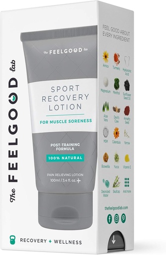 [BRSWGGIOAR5WYD3J] Sport Recovery Lotion by The Feel Good Lab - 100% Natural, Clean Ingredients - Recover from Post-Workout Muscle Soreness and Sports Injuries (3.4oz, 1 Count)