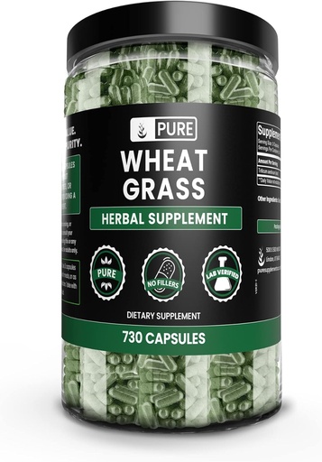 [BRSWYCAYCAAWMGY4] Pure Original Materialss Wheat Grass (730 Capsules) No Magnezyum Or Rice Fillers, Always Pure, Lab TY