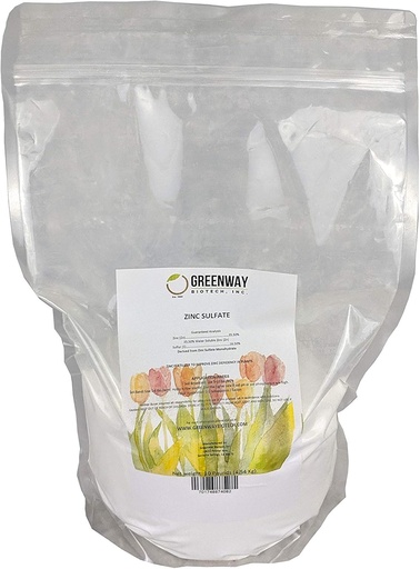 [BRSWIGQPAYBAACT2] Zinc Sulfate Powder 35.5% Monohydrate Plus 16.5% Sulfur Greenway Biotech Brand 10 Pounds