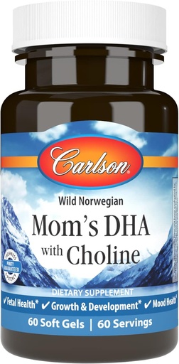 [BRSROYIYOAPRQAA7] Carlson - DHA amb Choline, 3: 1 DHA a TEPA S'ha trobat a THmil, creixement i desenvolupament, 60 Softgels