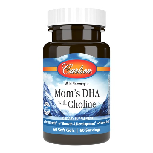 [BRSROYIYOAPRQAA7] Carlson - Mom's DHA with Choline, 3:1 DHA to EPA Ratio Found in Breastmilk, Growth and Development, 60 Softgels