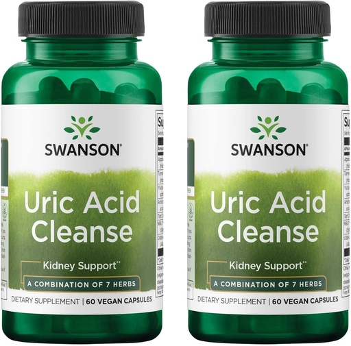 [BRSWGFD3CMIGEGTH] Swanson Uric Acid Cleanse - Natural Supplement Promoting Kidney Support - Features a Powerful Combination of 7 Herbs - (60 Veggie Capsules) 2 Pack