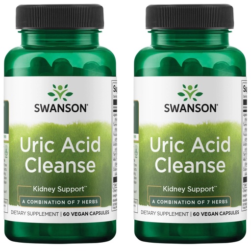 [BRSWGFD3CMIGEGTH] Swanson Uric Acid Cleanse - Natural Supplement Promoting Kidney Support - Features a Powerful Combination of 7 Herbs - (60 Veggie Capsules) 2 Pack