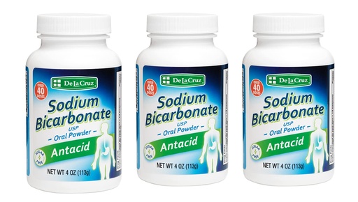 [BRSWYGIOCMIQMFIV] De La Cruz Pure Sodium Bicarbonate Powder – Baking Soda & Baking Powder Aluminium free Antacid for Heartburn & Indigestion – Packed in USA - 4 OZ (3 Bottles)
