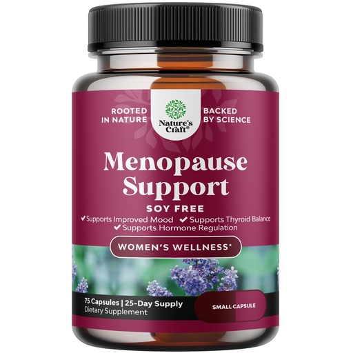 [BRSROGAEPJYROHTD] Complete Herbal Menopause Supplement for Women - Soy Free Female Hormone Balance Capsules for Night Sweats Hot Flashes & Mood Swings with Dong Quai, Chaste Berry & Black Cohosh Root - 75 Count