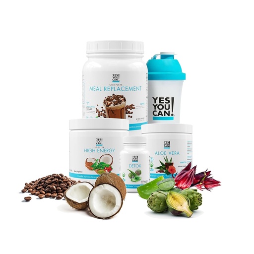 [BRSW2ALYDEPGO2TZ] Yes You Can! Detox Plus Kit - Daily Cleanse Pure Fiber Meal Replacement Drink Mix, Shake Booster & Supplement, Body Cleanse Kit for Men and Women, Daily System Cleanse - Coffee, Hibiscus