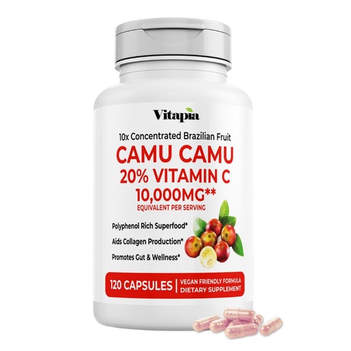 [BRSROBA5DMCBMCT5] Vitapia Organic Camu Camu Extract 20% Vitamin C Capsules - Antioxidant, Collagen, Immune Health, Skin, Metabolism - 120 Veggie Capsules - Non GMO, Gluten Free, Vegan Friendly Supplement