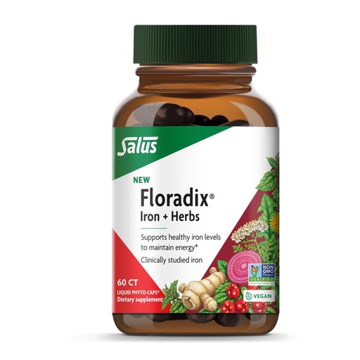 [BRSRAZQKARYQIA3U] Floradix Iron + Herbs - Iron Supplement for Healthy Energy Support* - Supports Red Blood Cell Formation - Vegan, Non-GMO, Gluten-Free, Soy-Free - 60 Liquid Phyto-Caps