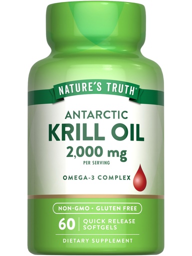 [BRSWICQBBAFQC3I5] Nature's Truth Antarctic Krill Oil 2000mg Softgels | 60 Count | Omega-3 with EPA & DHA | Non-GMO & Gluten Free Supplement