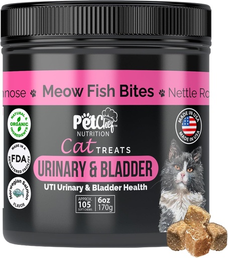 [BRSROBL2BZ7BY3I3] Pet Chef Urinary Cat Treats Low-Calorie UTI Support with Cranberry & Probiotics Holistic Kidney & Bladder Health - Natural Supplements for Cats - Improve Digestion & Stool Quality Organic Ingredients