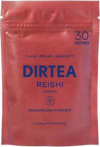 [BRSRMAIFB4MQ4CTB] DIRTEA Reishi Mushroom Powder | 2,000mg / Serving | Organic, Vegan & Non GMO | Sleep Quality, Stress & Immunity Support | High Strength Supplement | 60g - 30 Servings