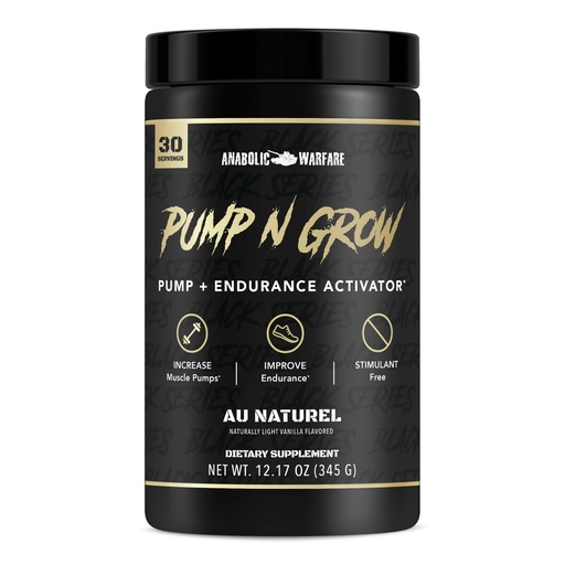 [BRSWGAIDCQCBQH3G] Anabolic Warfare Pump-N-Grow Muscle Pump Supplement Caffeine Free Pre Workout with L-Citrulline, L-Arginine, Beta-Alanine (Au Naturel – 30 Servings)