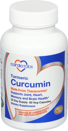 [BRSWGZI2OB7QKDI3] Turmeric Curcumin - Joint, Heart, Memory & Brain Supplement with 600 mg Theracurmin, Highly Absorbable Curcumin Supplements, 60 Vegetarian Curcumin and Turmeric Capsules, 30-Day Supply