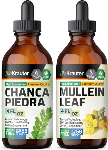 [BRSRAAANCMBR6CL7] BIO KRAUTER Chanca Piedra Tincture 4 Fl. Oz. & Mullein Tincture 4 Fl. 오즈.