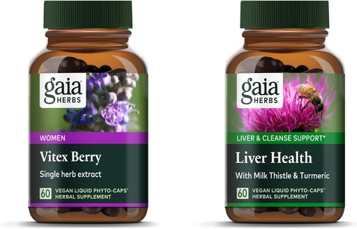 [BRSROEIKOIGRG23D] Gaia Herbs Vitex Berry (Chaste Tree) - Kadınlar için Hormon Dengesi ve Fertness - 60 Vegan Caps & Liver Health - Liver Supplement with Milk Thistle, Licorice Root for Liver and Cleanse Support -