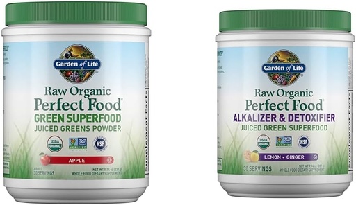 [BRSROBQFDENQIC3F] Zahrada života Raw Organic Perfect Food Green Superfood Juiced Green Powder - Apple Flavor & Raw Organic Perfect Food Alkalizer & Detoxifier Juiced Greens Superfood Powder