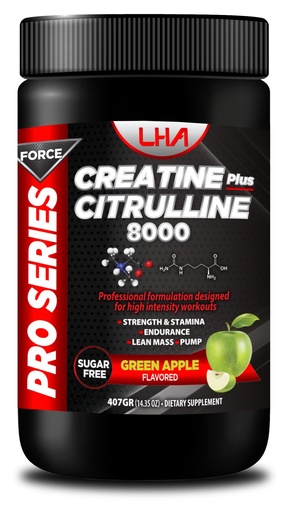 [BRSRMFL7OUCR4FLO] Pro Series Force Creatine + Citruline 8000. Strenght & Stamina, Endurance, Lean Mass, Pump. Apple Flavor 400g