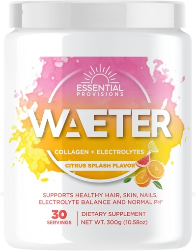 [BRSRAZQRA4MAOGTF] WAETER | Collagen & Electrolyte Hydration Powder | Sugar Free | Non-GMO | Gluten Free | Paleo | Soy Free | Dairy Free | Grass-Fed & Pasture Raised | 30 Servings - Citrus Splash