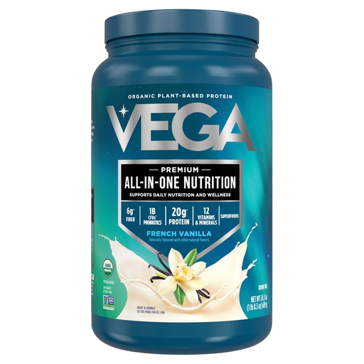 [BRSWG2YDOBYBO2DF] Vega Organic All-in-One Vegan Protein Powder, French Vanilla -Superfood Ingredients, Vitamins for Immunity Support, Keto Friendly, Pea Protein for Women & Men, 1.5 lbs (Pack of 1)