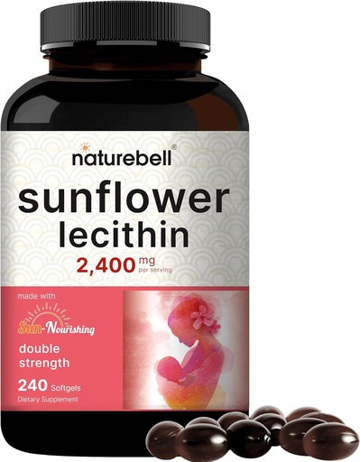 [BRSW2FD2DMPGKG3V] NatureBell Sunflower Lecithin 2,400mg, 240 Softgels curren124; Infused with Non- GMO Sunflower Seed Oil - Rich in Fosfatidyl Choline - No Soy, No Gluten