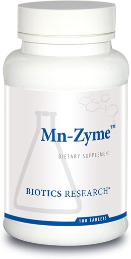 [BRSWGFQCCACQGE3J] Biotics Research Mn Zyme, Mangaan, Trace Mineral, Antioksüdant, Metabolism Toetus, Tervislik kolesterool, Luu ja kõhre areng. 100 tabletti