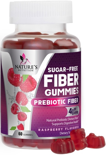 [BRSW2FI6AEFGKHIZ] Fiber Gummies – Sugar Free Prebiotic Plant-Based Fiber 4g per Serving Supplement - Improved Soluble Formula Supports Digestive Health & Regularity - Non-GMO, Natural Berry Flavor Chewable - 60 Gummies