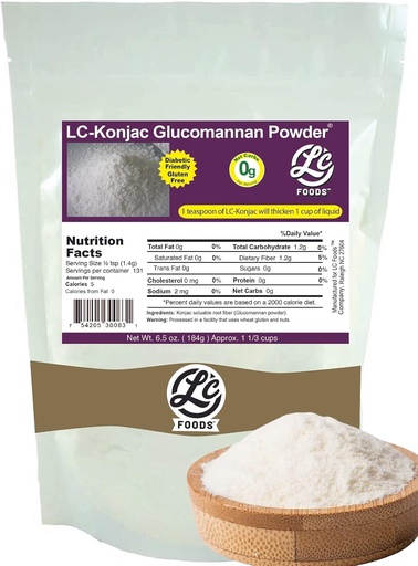 [BRSWKYY2AF4AIFA3] Low Carb Foods Konjac Glucomannan Powder | Non-GMO | 100% All-Natural Ingredients | Gluten Free | Diabetic Friendly | Artificial Sweetener Free | Metabolism & Weight Management | 6.5 oz