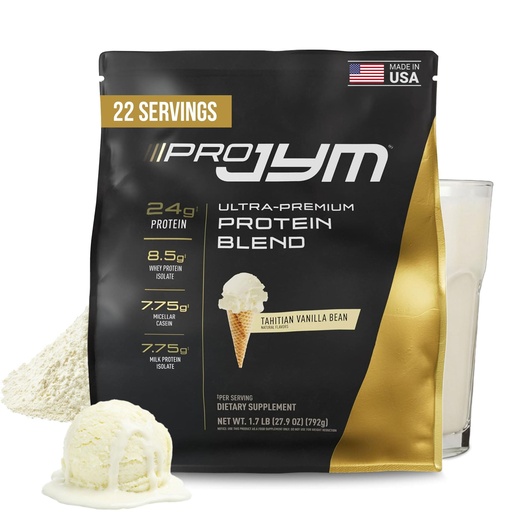 [BRSWKHQQDIPRK23B] JYM Supplement Science Pro JYM Tahitian Vanilla Protein Powder - Whey Protein Isolates, Casein, & Milk Protein, Lean Muscle Building for Men & Women, 22 Servings
