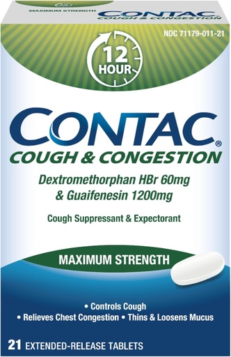 [BRSRM2YBCUIB4AAU] Güc Cough & Congestion Maksimum Strength Controls Cough, İnce və Loosens Mucus, Guaifenesin və Dextromethorphan HBr, Geniş Release Tablet, 21 Count