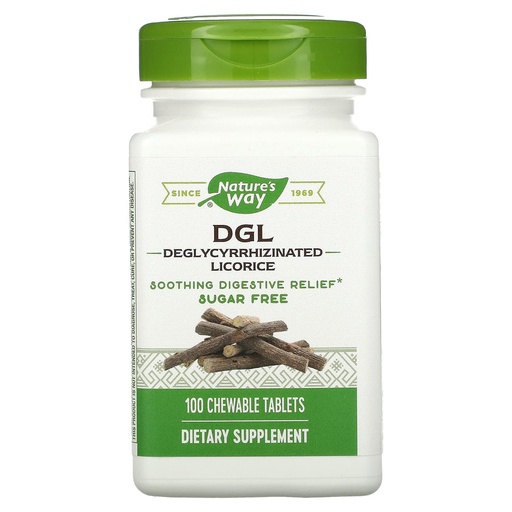 [BRSWGHT4BAORYYL2] Nature's Way, DGL, Deglycyrrhizinated Licorice, 100 Chewable Tablets